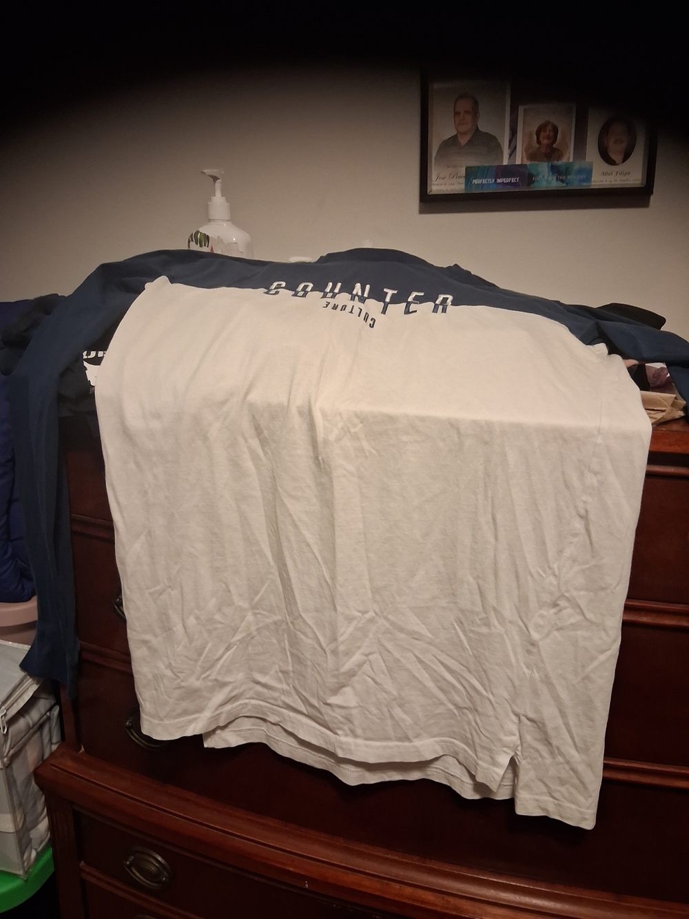 White & Navy Long Sleeve Tee
